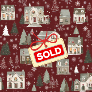 Winter-themed graphic of homes that have been sold